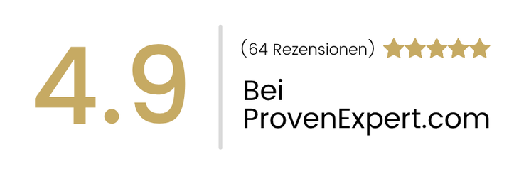 4,9 von 5 Sterne bei ProvenExpert.com aus 64 Rezensionen
